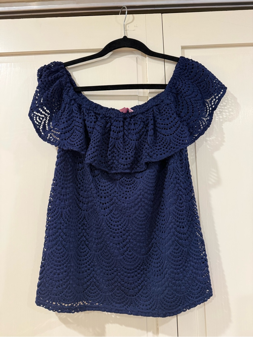 Lilly Pulitzer Navy Blue Off-Shoulder Crochet Camisole
